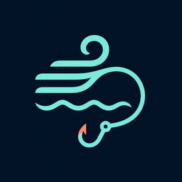 WindLine app icon with wind, water, and a fishing hook