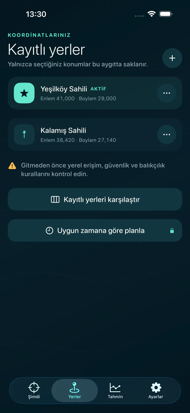 Senin için anlamlı koordinatlara göre planla. — WindLine uygulama ekranı
